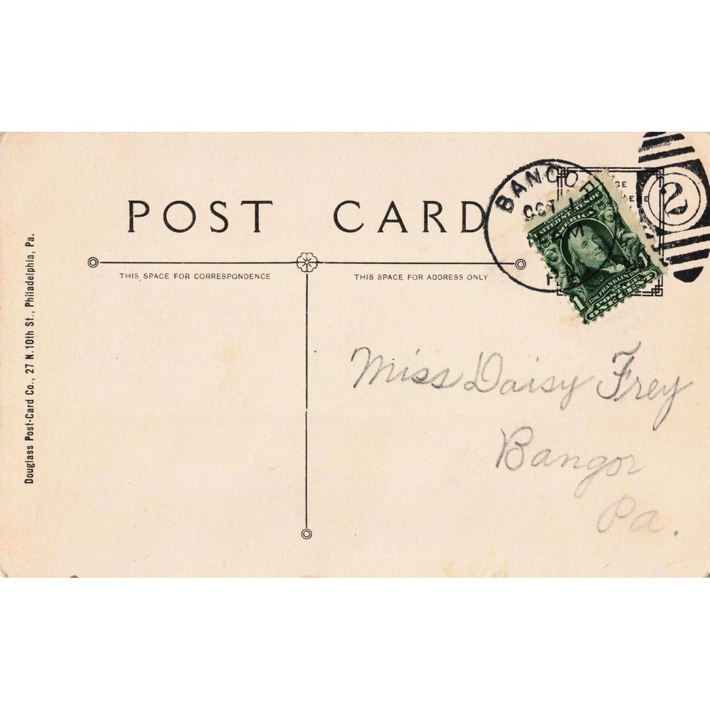 Bangor Pennsylvania PA Greetings From Red Rose Flower Antique Postcard c1910 - Picture 2 of 2
